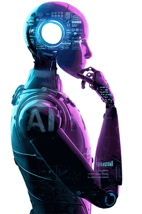 Asistente tecnológico cyborg representando la transformación digital empresarial